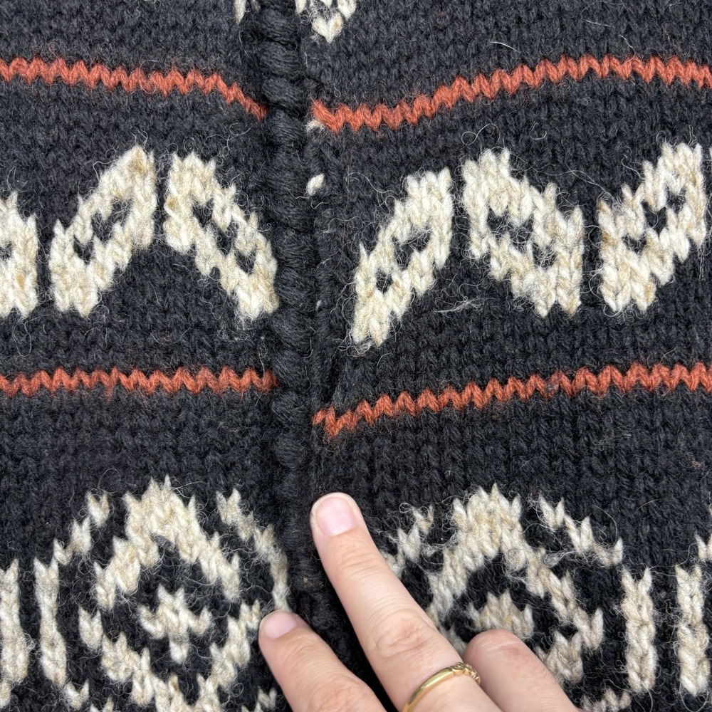 111 State Wool Sweater Mens Medium Grandpa Cardigan Zip Up Aztek AOP 90s Vintage - Picture 11 of 11